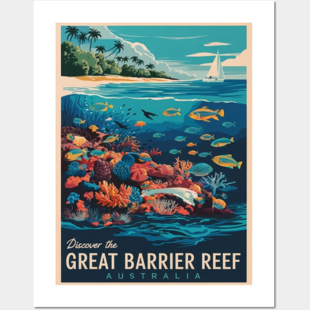 Great Barrier Reef Vintage Retro Adventure Wall Art by POD24